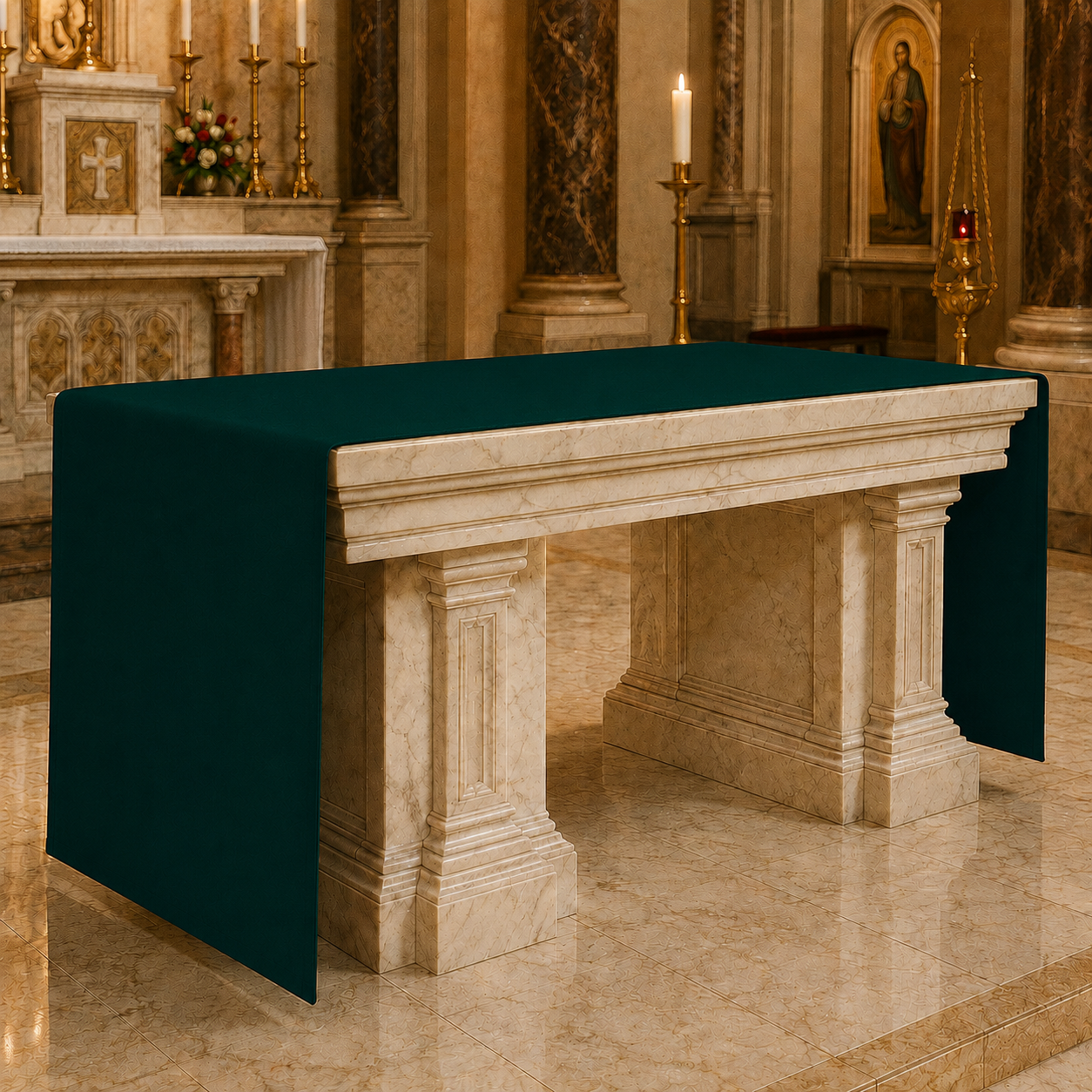 Hunter Green Altar Cloth | Polyester Linen Weave