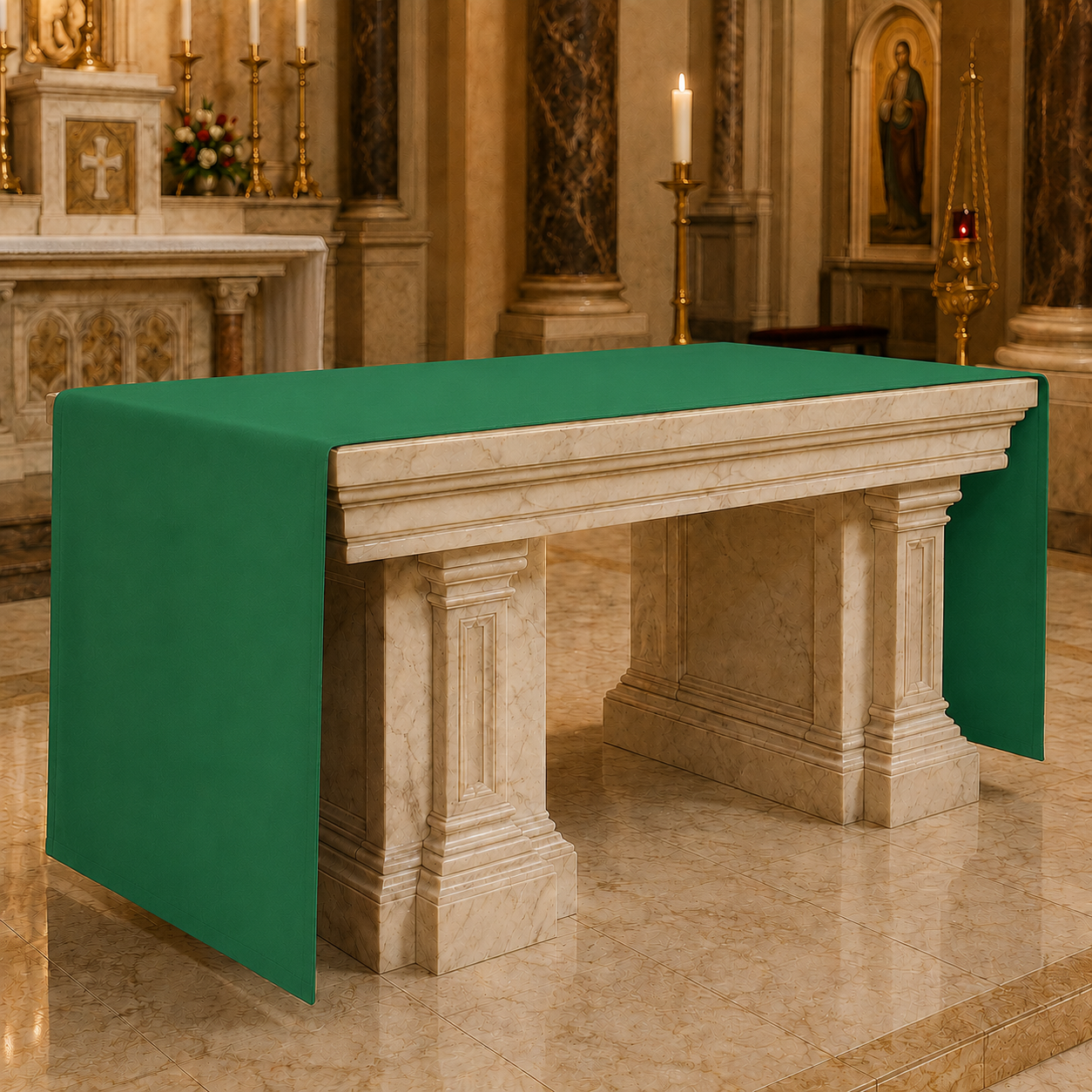 Kelly Green Altar Cloth | Polyester Linen Weave