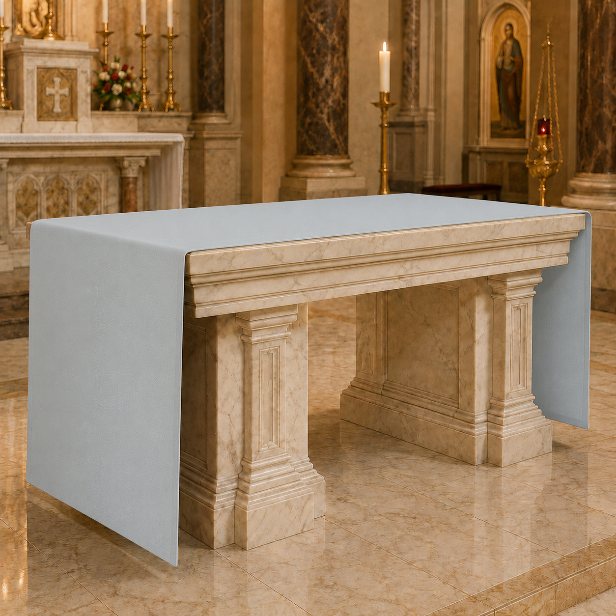 Pure White Altar Cloth | Polyester Linen Weave