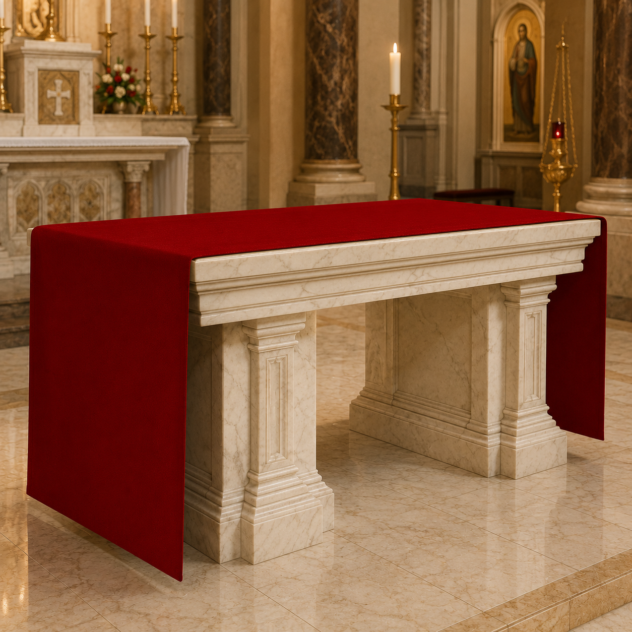 Red Altar Cloth | Polyester Linen Weave