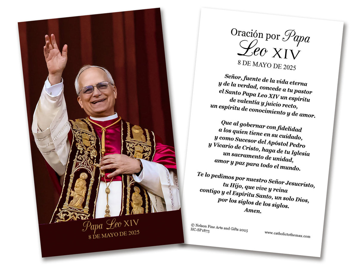 Pope Leo XIV Waving in Celebration Holy Cards (Spanish)