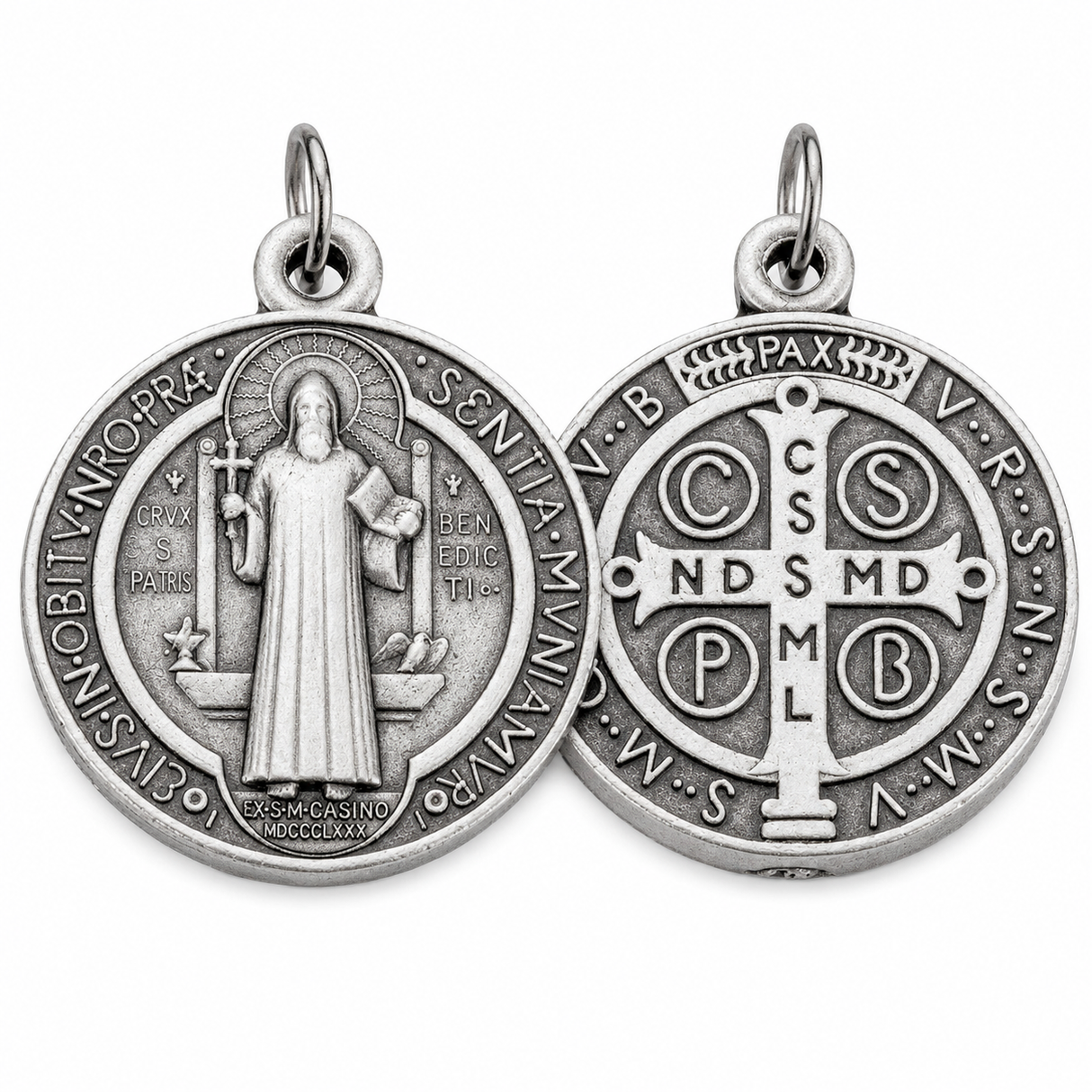 Round Silver Oxidized Saint Benedict Jubilee Medal – Made in Italy – Pack of 50