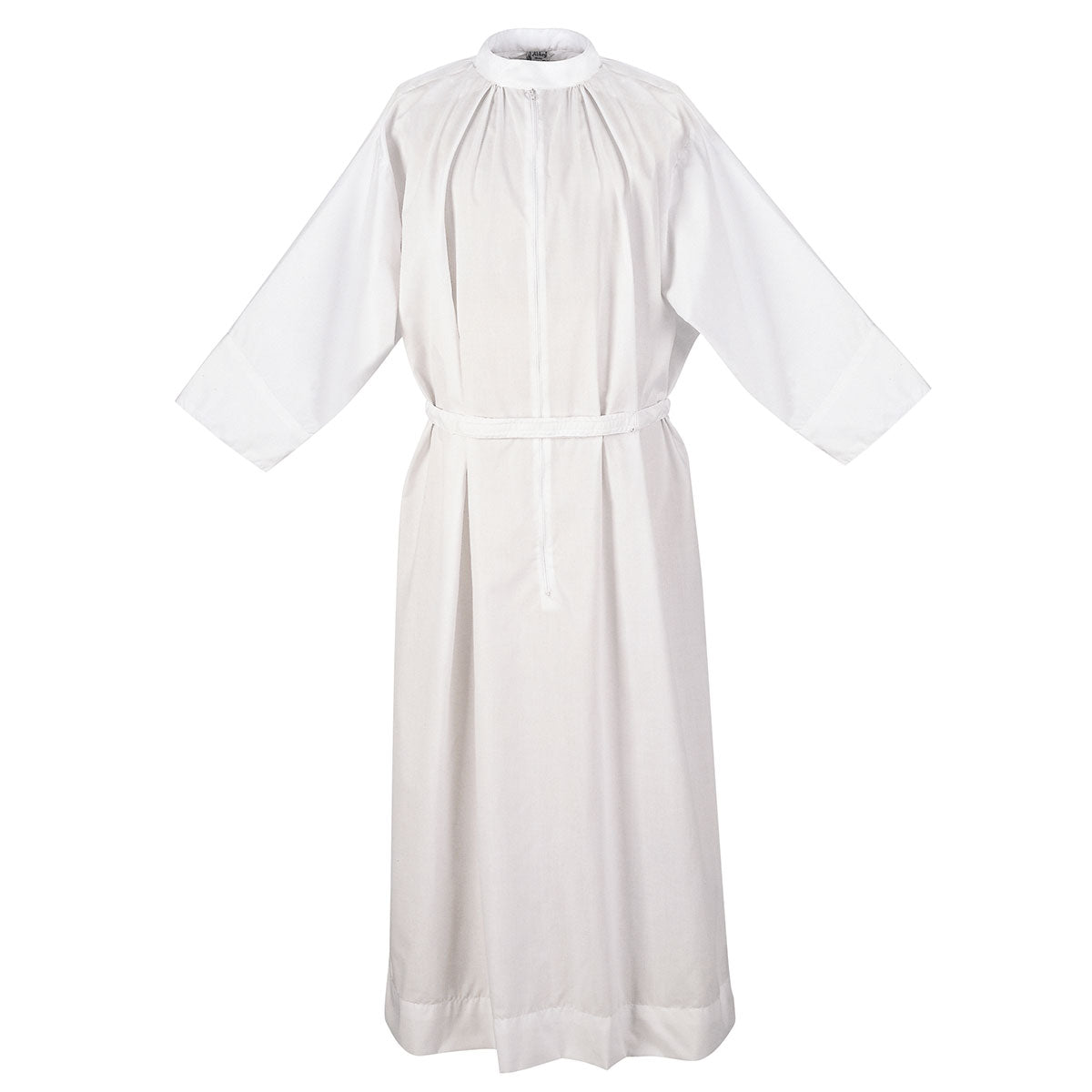 Clergy Fitted Alb with Zipper & Built-In Belt — Poly Cotton (Style 425)