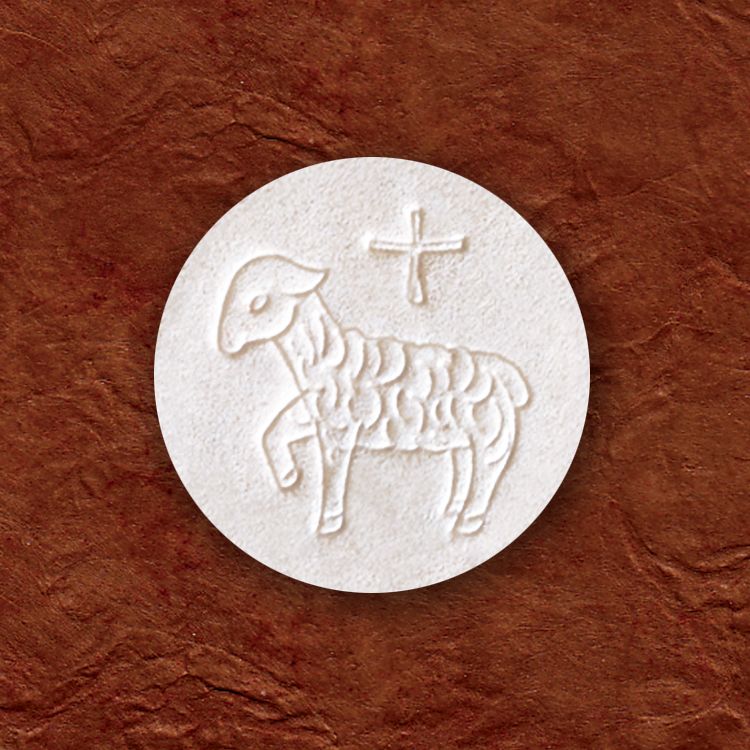 Altar Bread with Lamb Design | 1-3/8" White | Plastic Container of 750