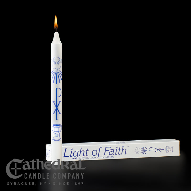 Bi-Lingual Baptismal Candle - Light of Faith