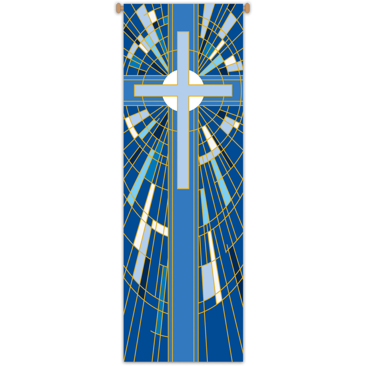 Church Banner | Blue | Stained Glass Design | 3 x 10
