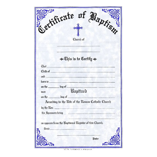 Certificate of Baptism | style 314 | pad of 50