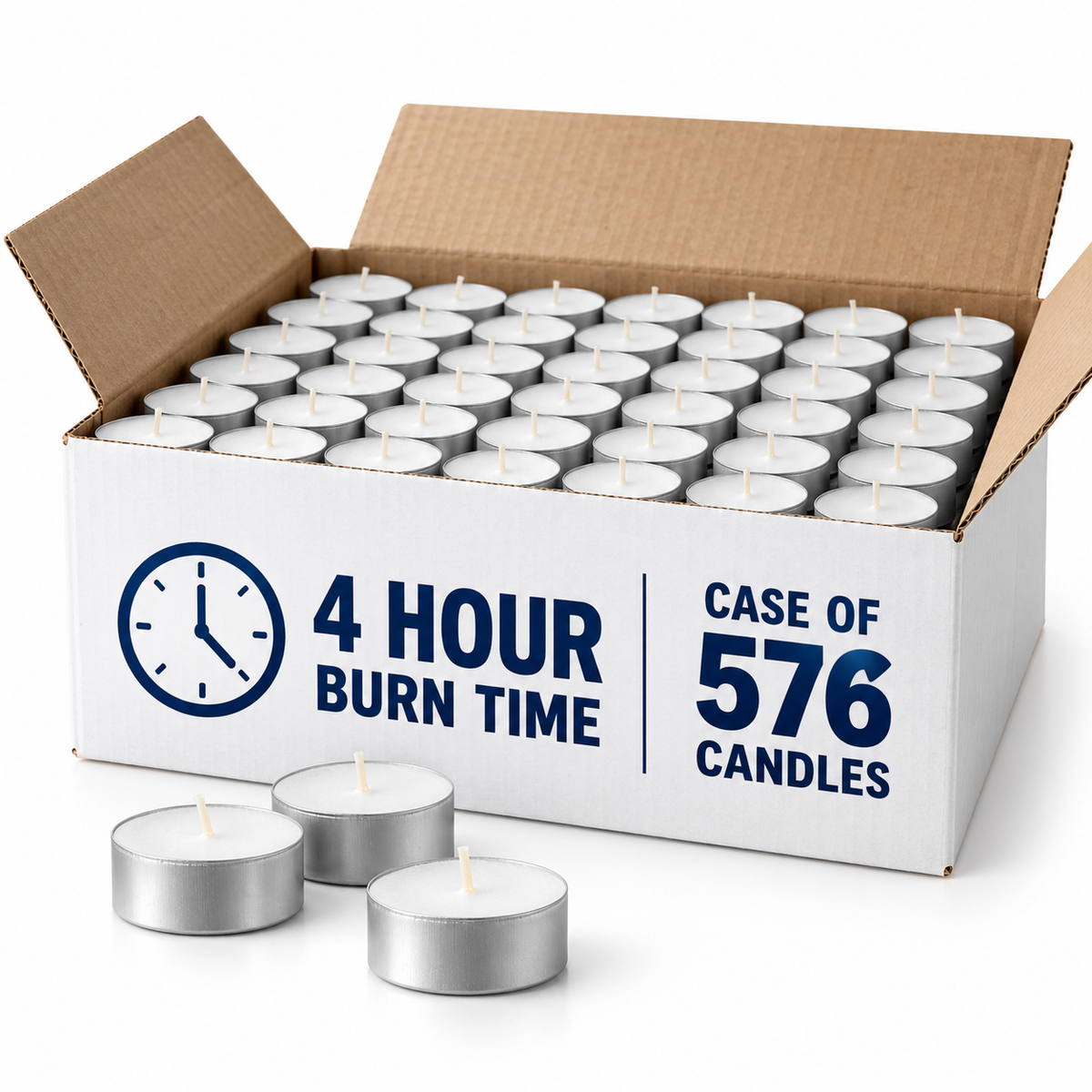 Dadant 4-Hour White Tealight Candles – Aluminum Cups – Case of 576