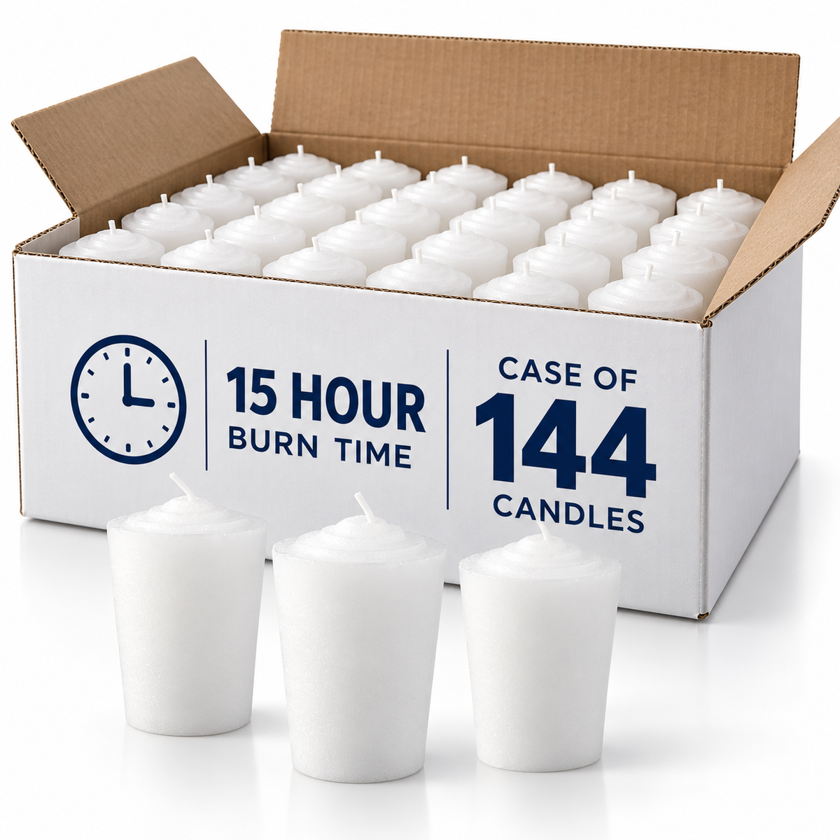 Dadant 15-Hour White Votive Candles – Tapered – Case of 144