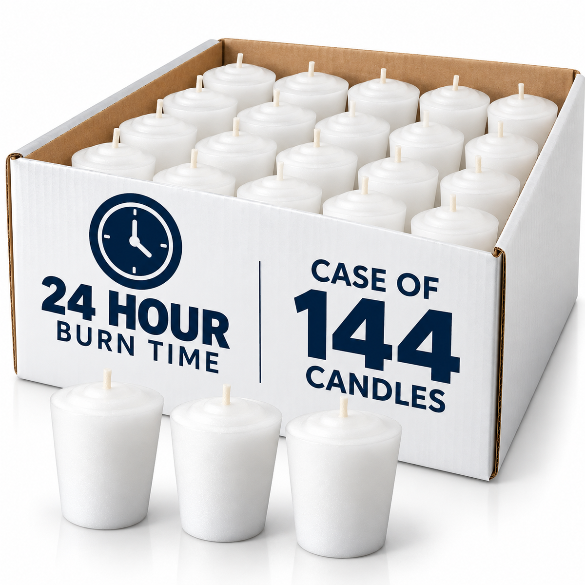 Dadant 24-Hour White Votive Candles – Tapered – Case of 144