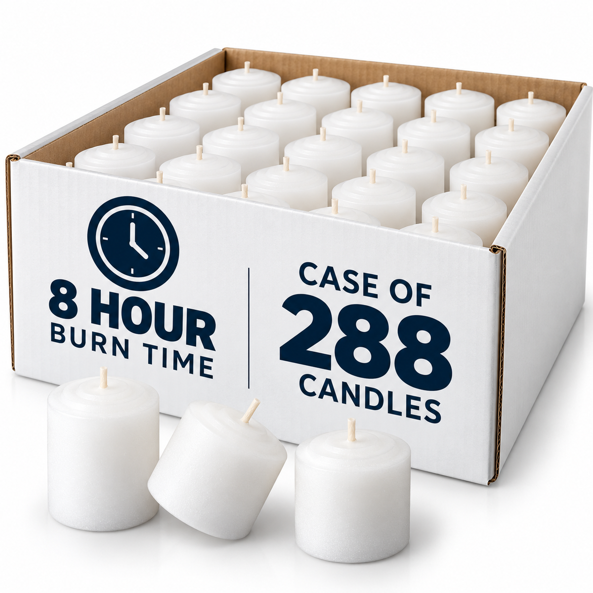 Dadant 8-Hour White Votive Candles – Straight-Side – Case of 288