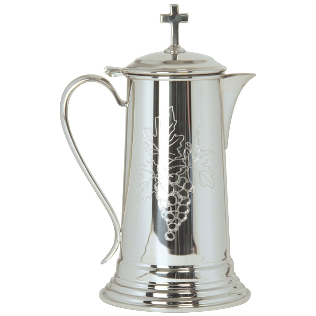 Flagon with Hinged Cover and Engraved Grape Motif