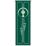 Green Church Banner with Eucharist Motif
