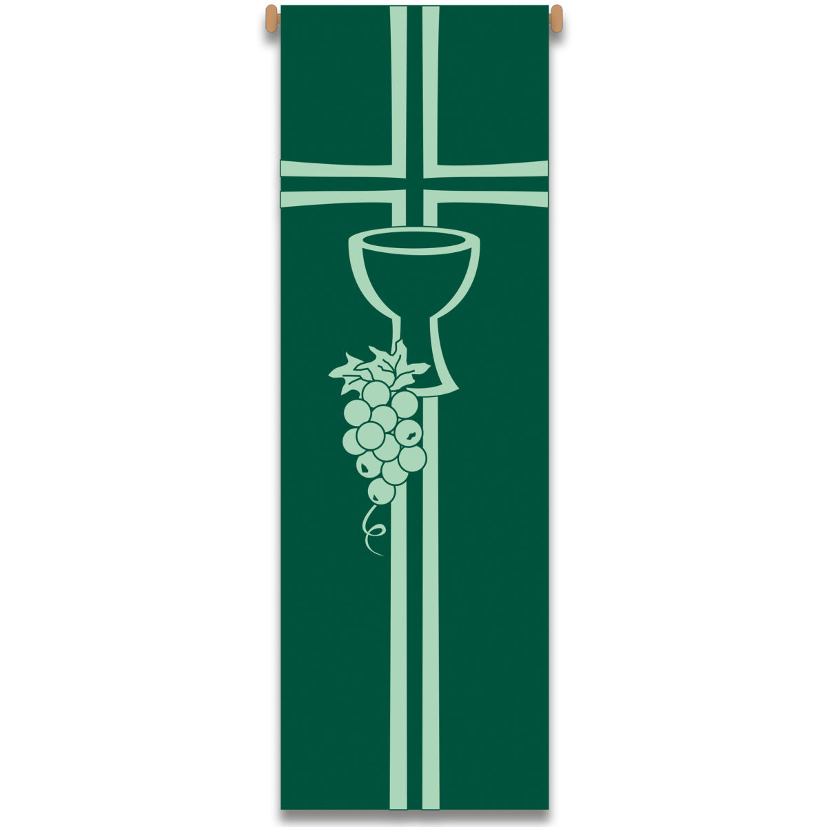 Green Church Banner with Eucharist Motif