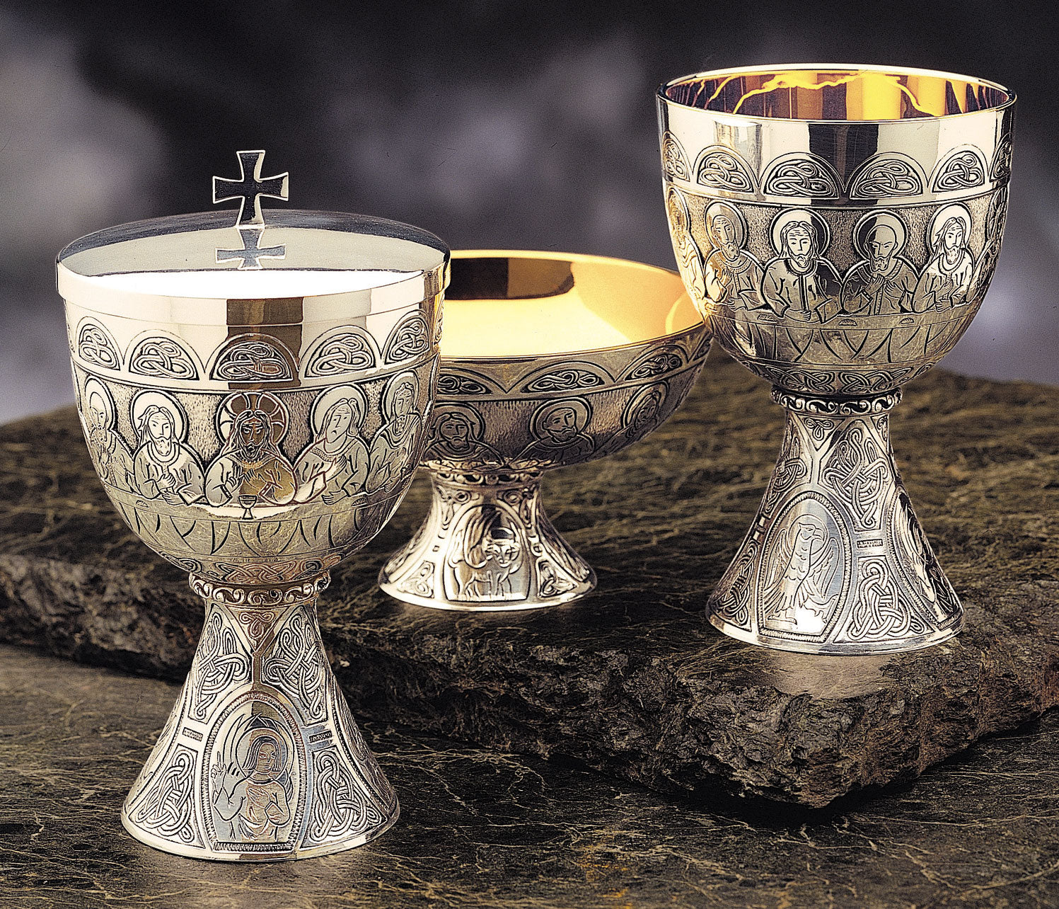 Silver Chalice | Last Supper and Four Evangelists | 16 oz