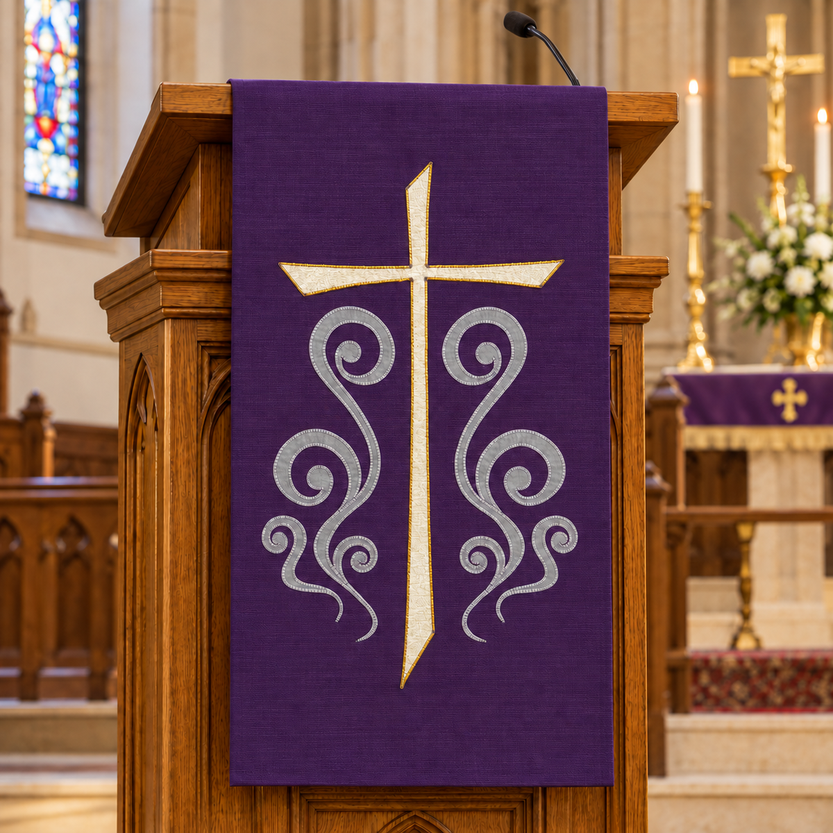 Embroidered Cross Lectern Hanging | Slabbinck 62-3939