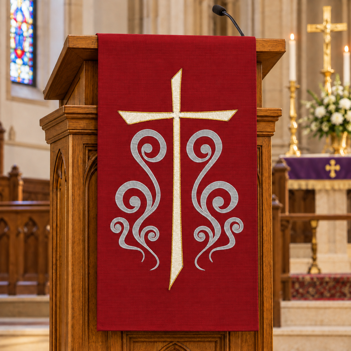 Embroidered Cross Lectern Hanging | Slabbinck 62-3939