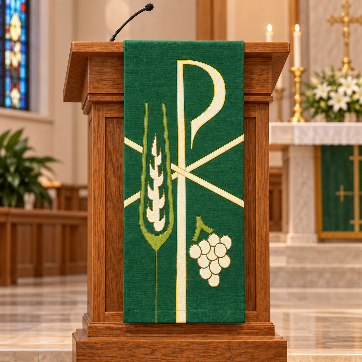 Chi Rho, Wheat & Grapes Lectern Hanging | Slabbinck 4736