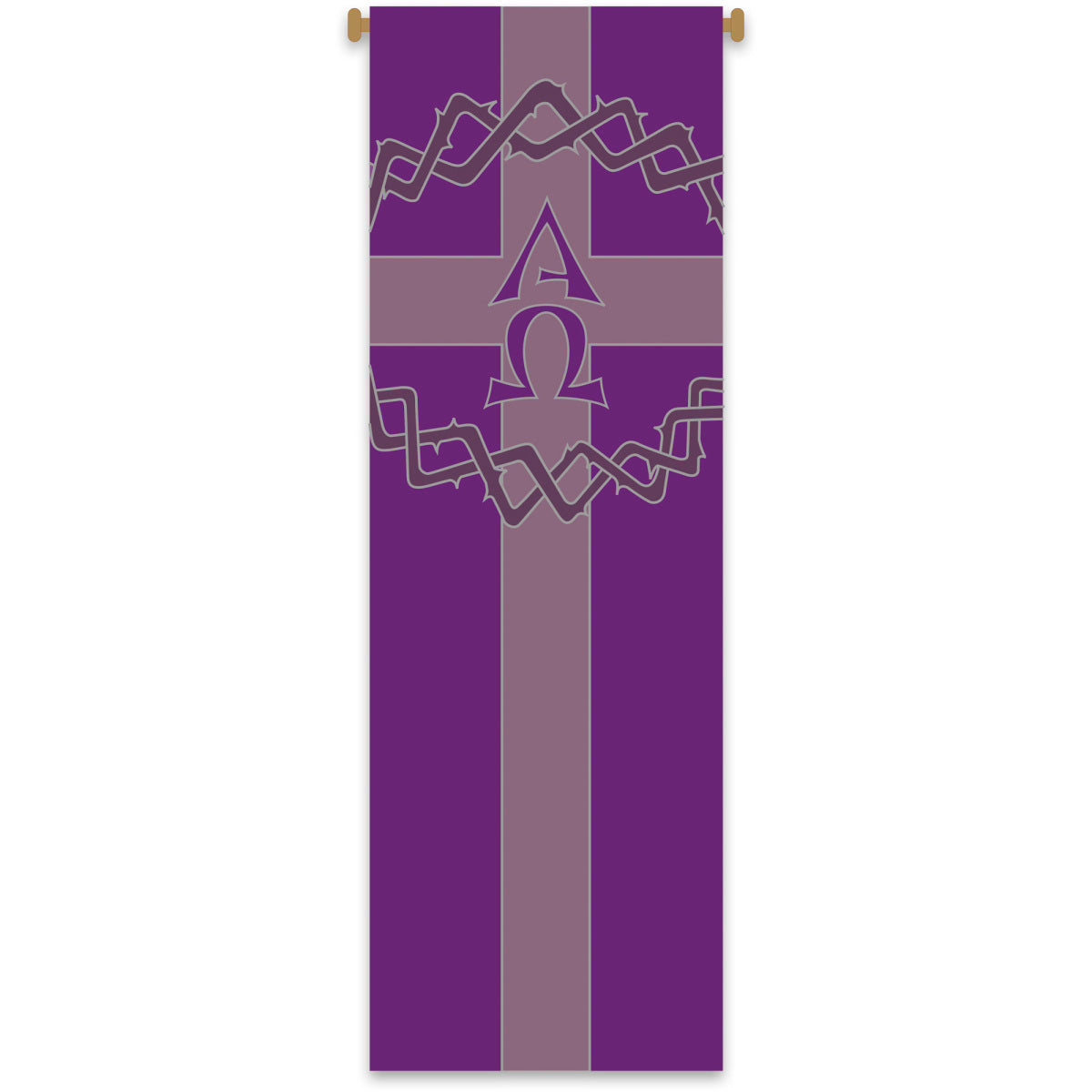 Lenten Banner with Crown of Thorns and Alpha/Omega | 3 x 10