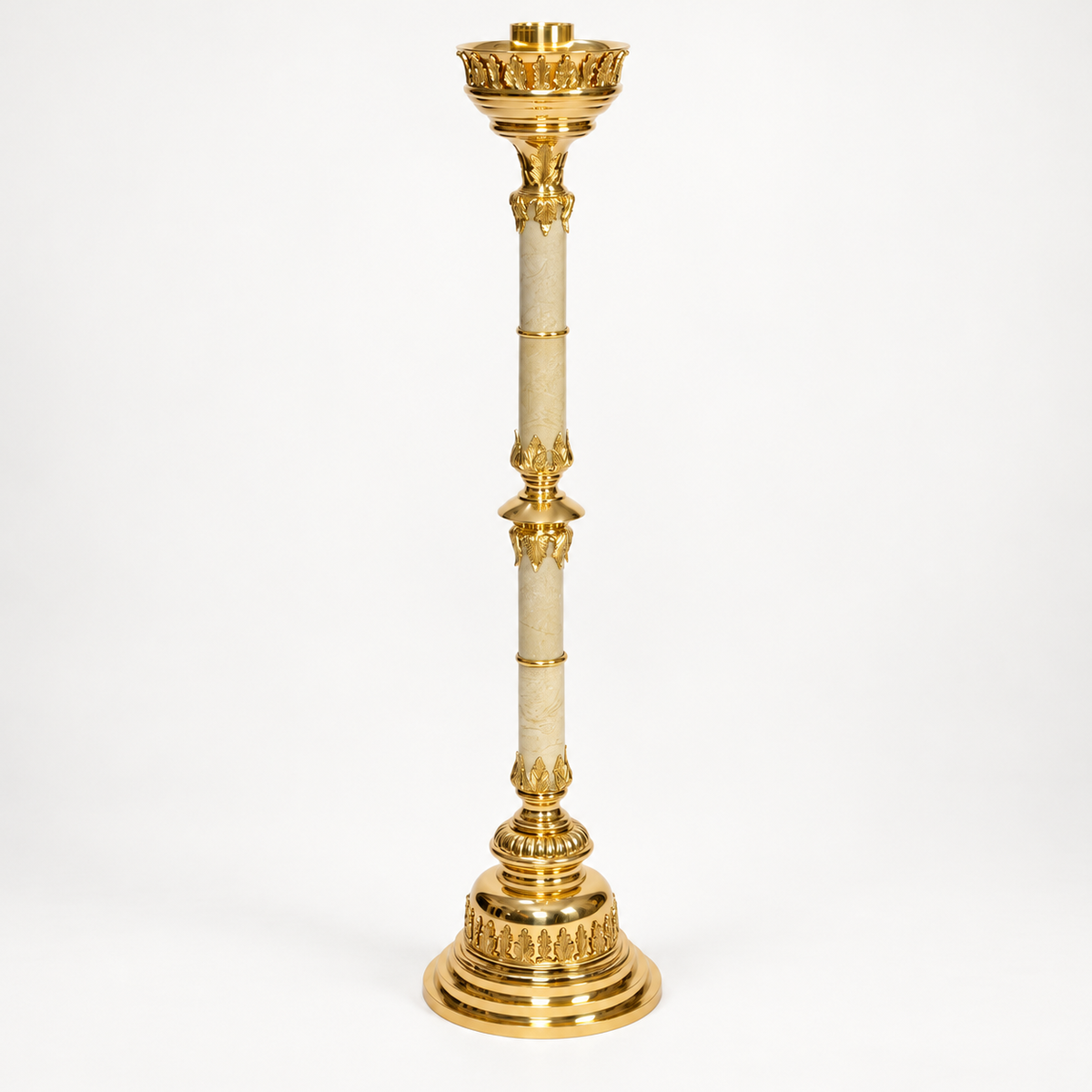 48" Marble Stem Paschal Candlestick – Polished Brass