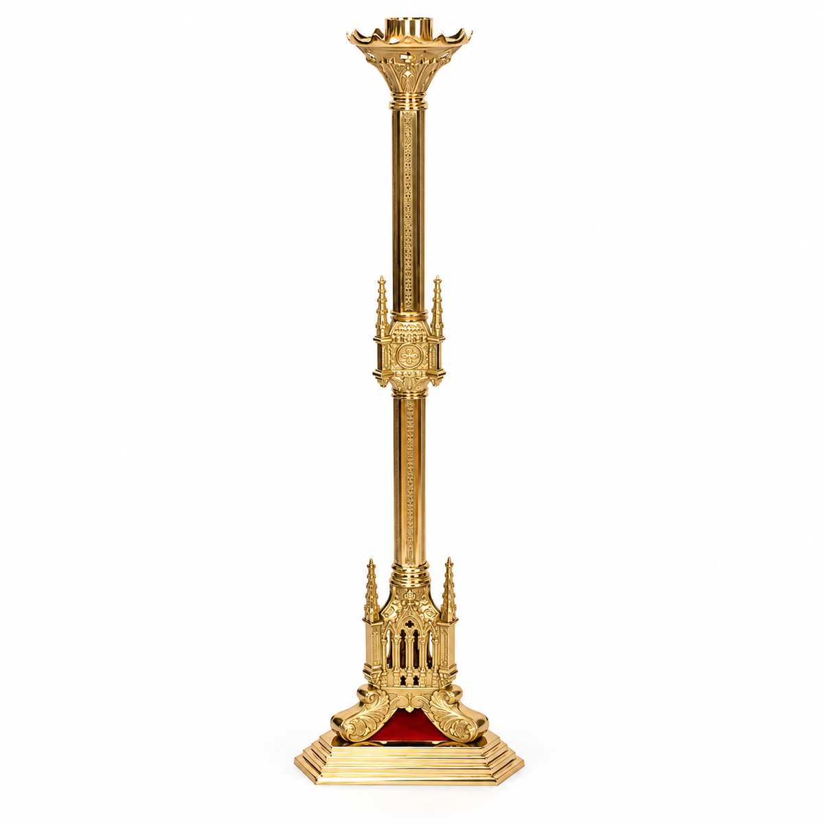 48" Gothic Paschal Candlestick – Polished Brass | Adrian Hamers H-61PAS