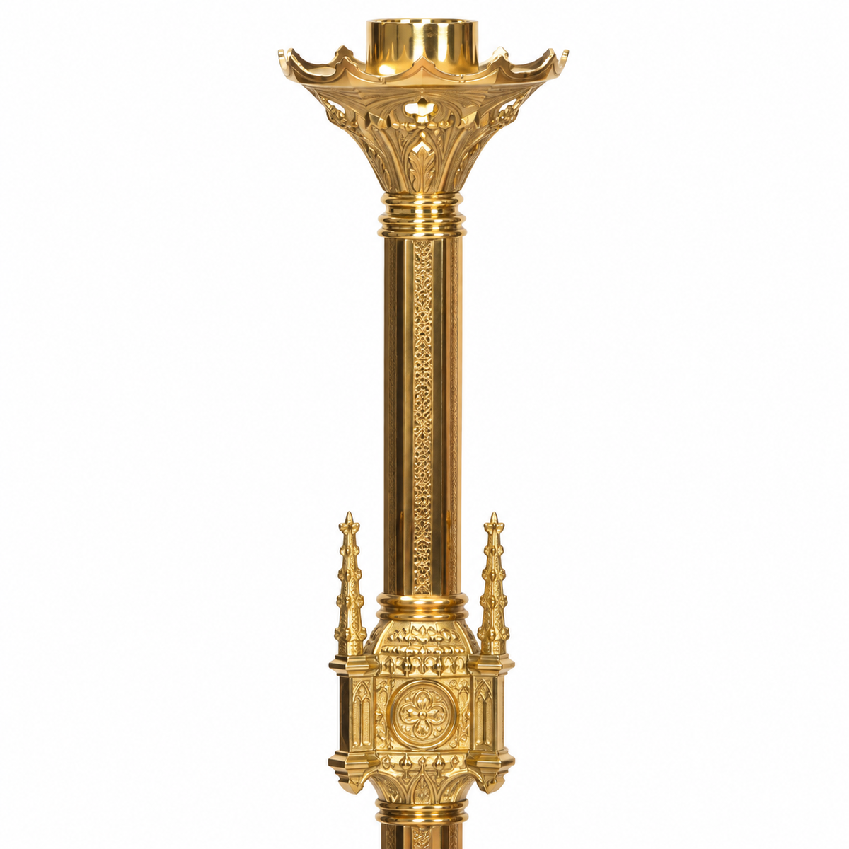 48" Gothic Paschal Candlestick – Polished Brass | Adrian Hamers H-61PAS