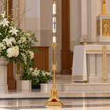 48" Gothic Paschal Candlestick – Polished Brass | Adrian Hamers H-61PAS