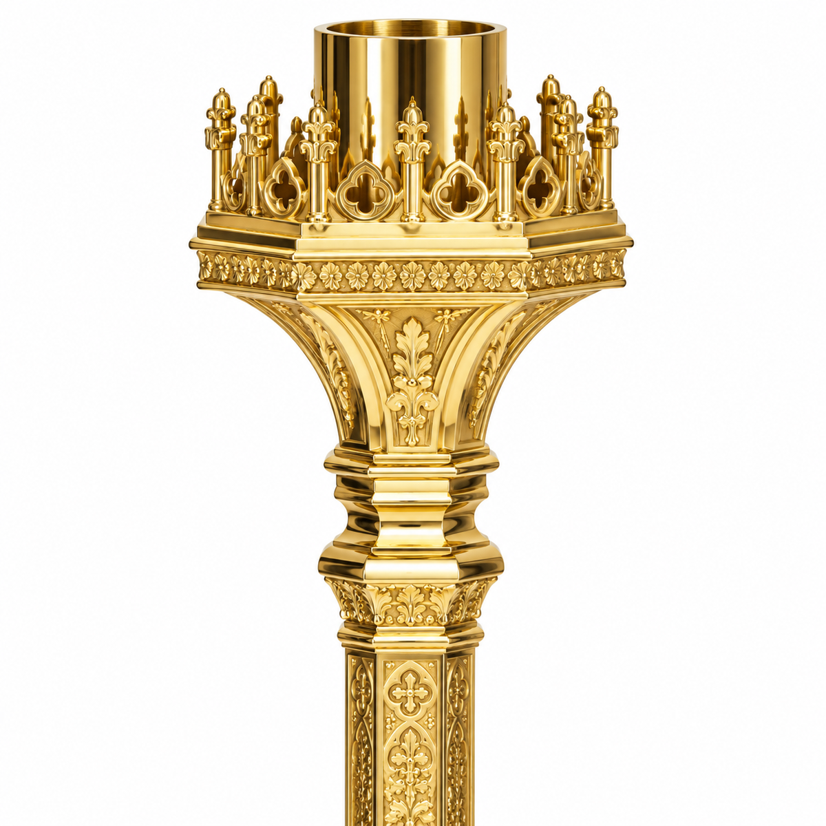 48" Baroque Paschal Candlestick – Polished Brass | Adrian Hamers