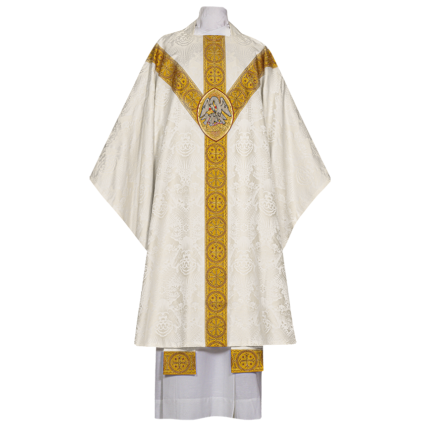 Lightweight Chasuble in Deerdamask Wool with Pelican Monogram - Arte/Grosse