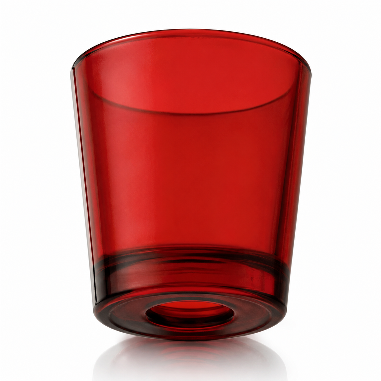 15-Hour Red Votive Glass with 7/8" Bottom Hole for Electric Votive Stands