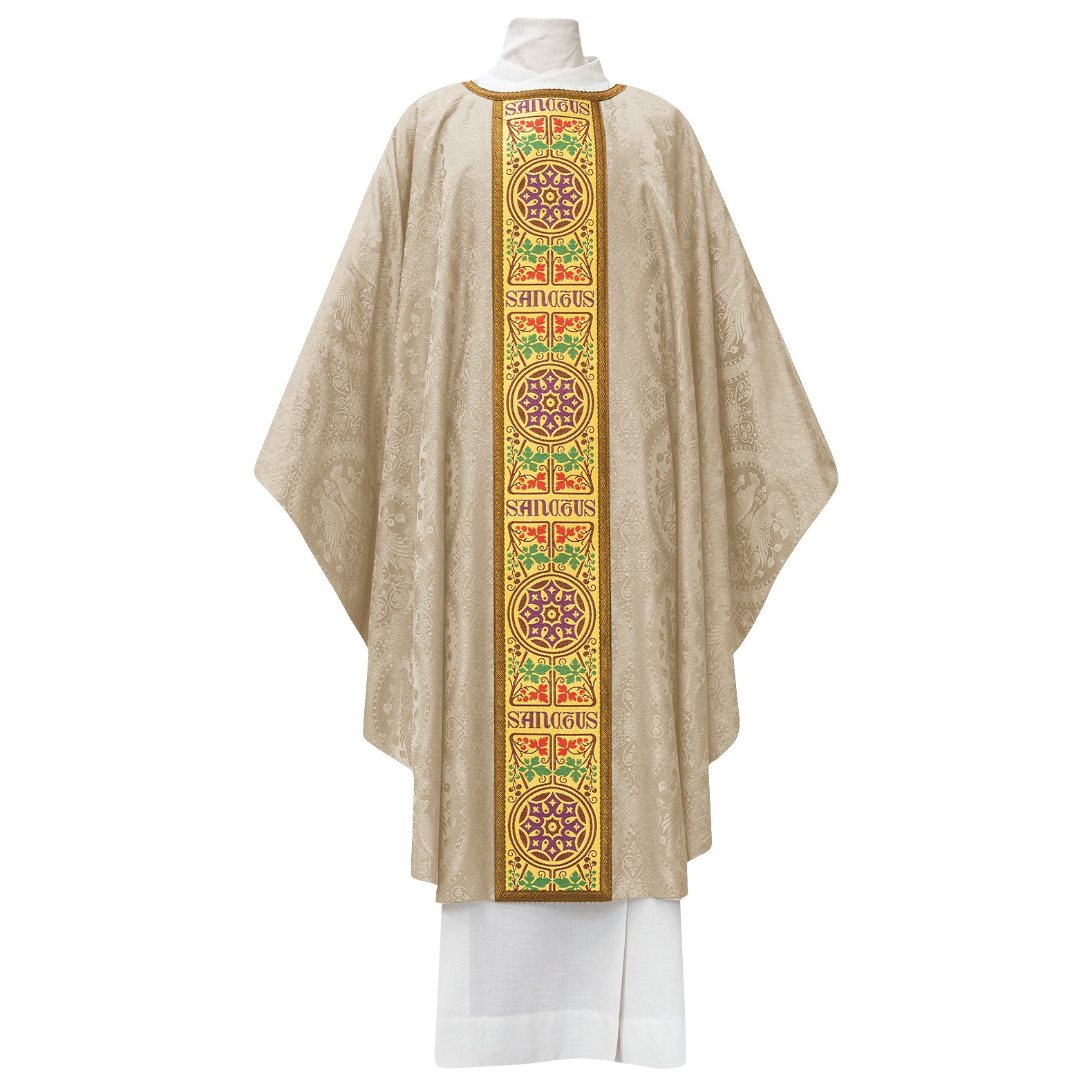 Wool Damask Chasuble with Sanctus Brocade - Arte/Grosse