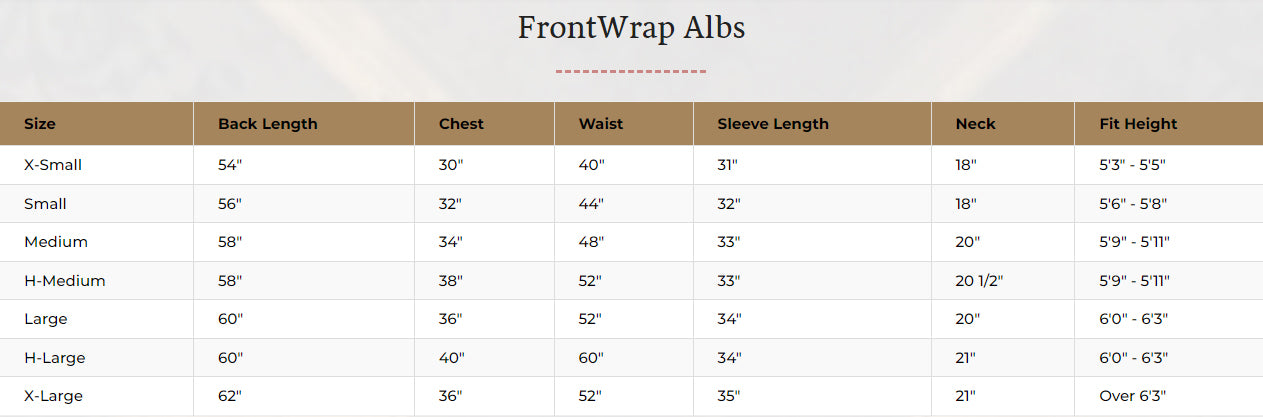 Front Wrap Alb | 100% poly Abbey Weave | Abbey Brand