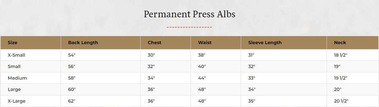 Clergy Fitted Alb with Zipper & Built-In Belt — Poly Cotton (Style 425)