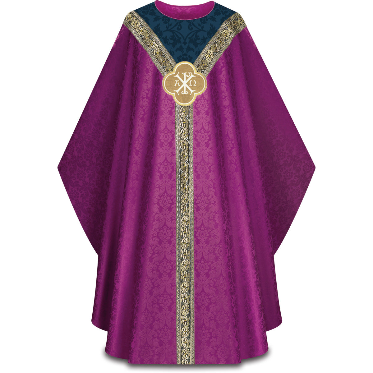Chasuble in Damask Fabric with Woven Orphrey