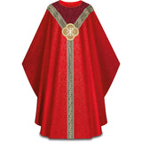 Chasuble in Damask Fabric with Woven Orphrey
