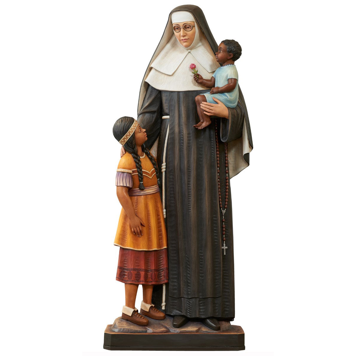 St Katharine Drexel with Native American and African American Children Statue