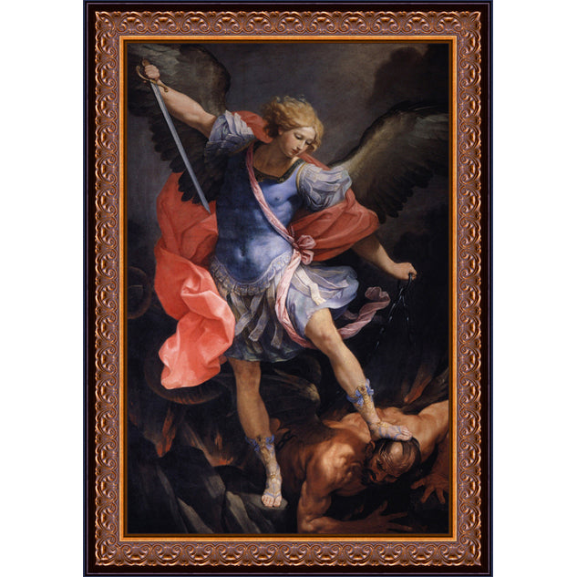 St Michael the Archangel Defeating Satan Framed Art (14" x 21")