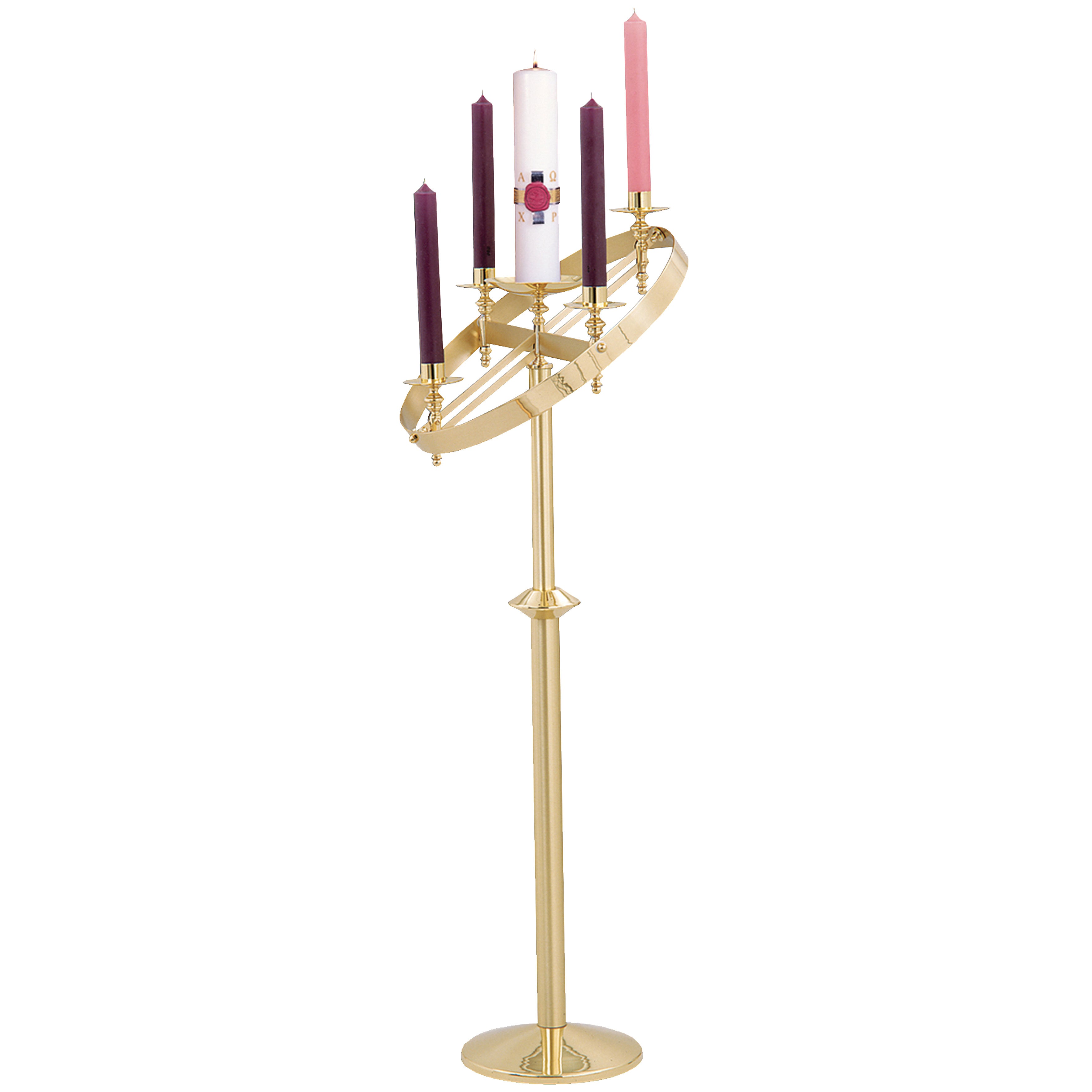 Standing Advent Wreath in Solid Brass - K611