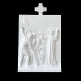 Set of 14 Stations of the Cross - White Marble Fiberglass