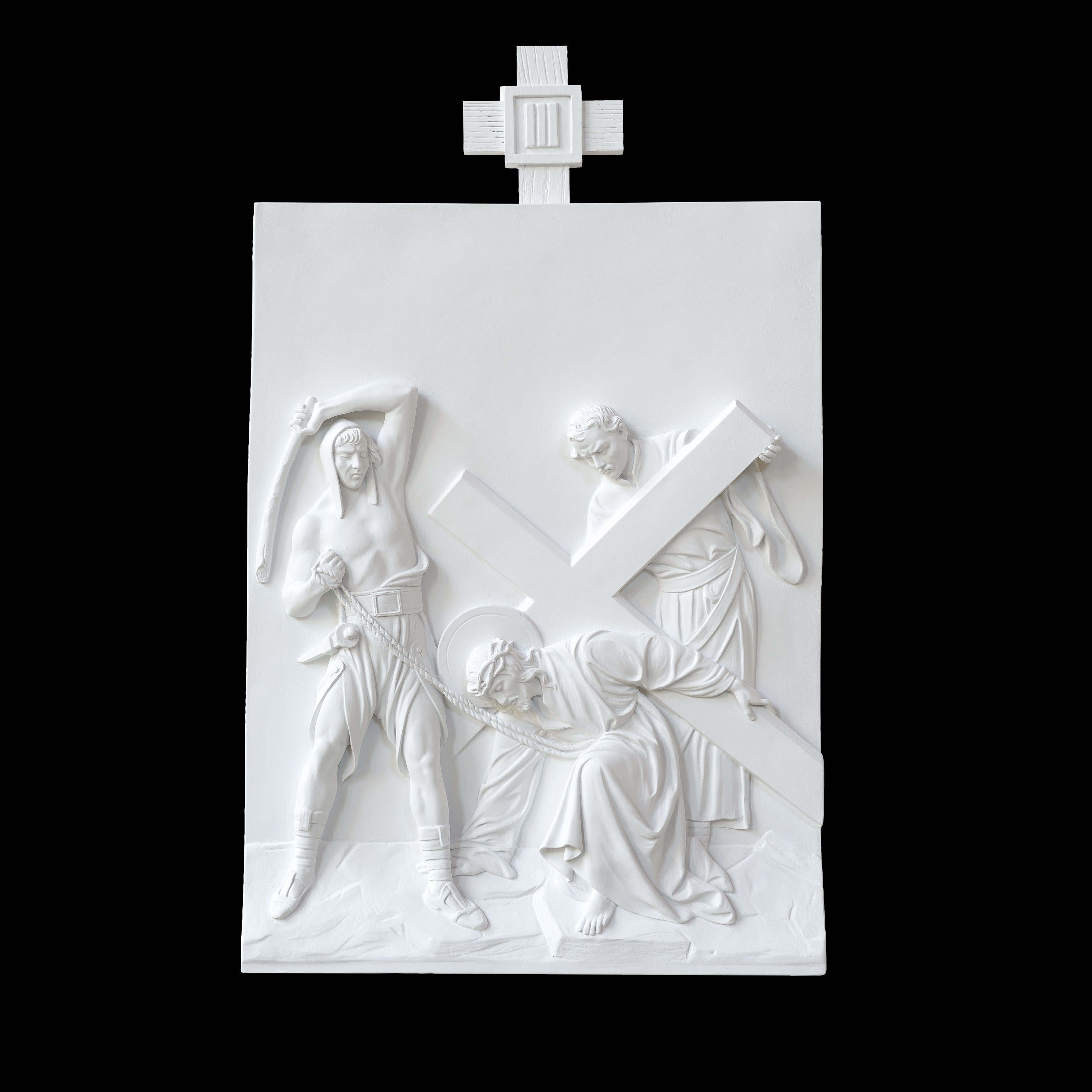 Set of 14 Stations of the Cross - White Marble Fiberglass