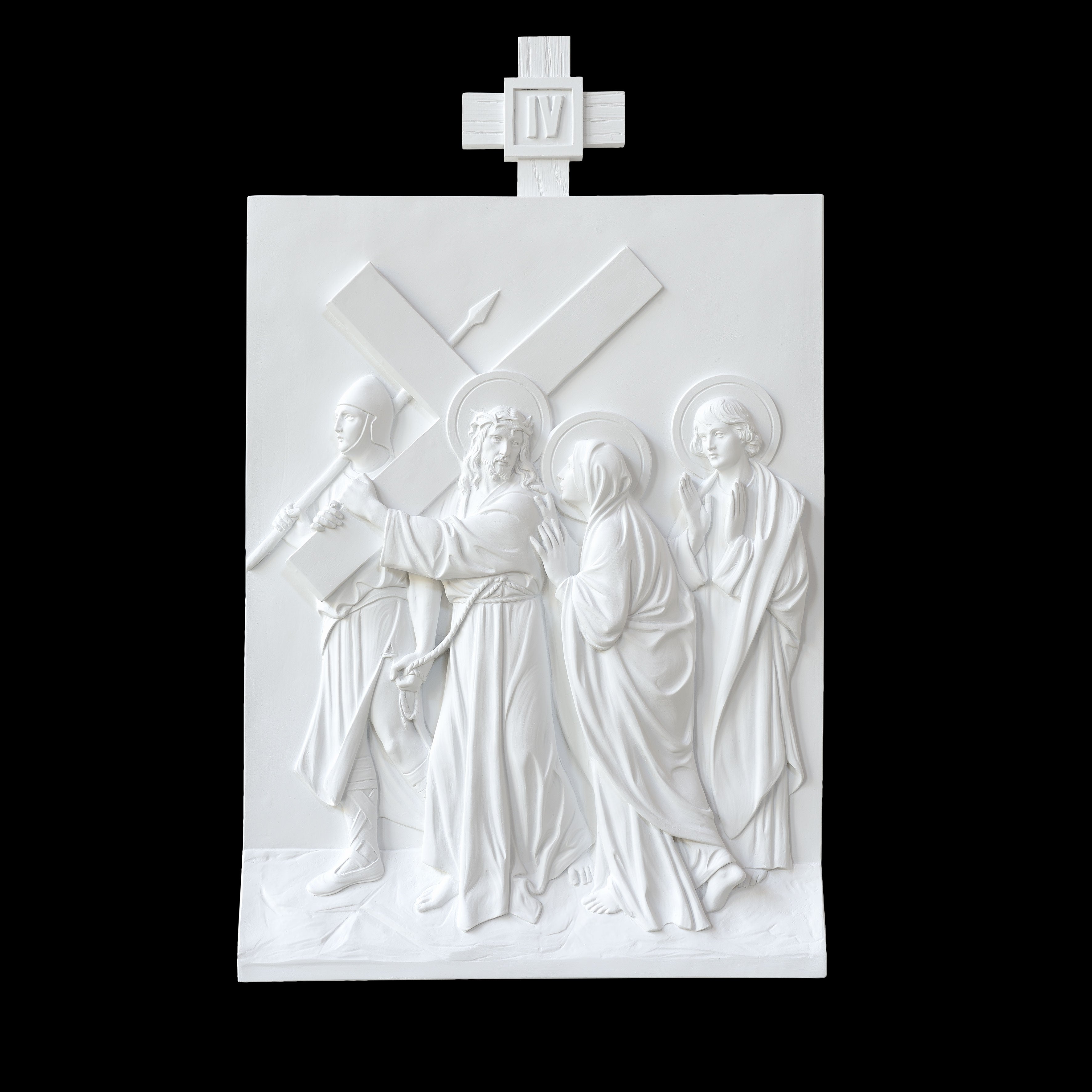 Set of 14 Stations of the Cross - White Marble Fiberglass