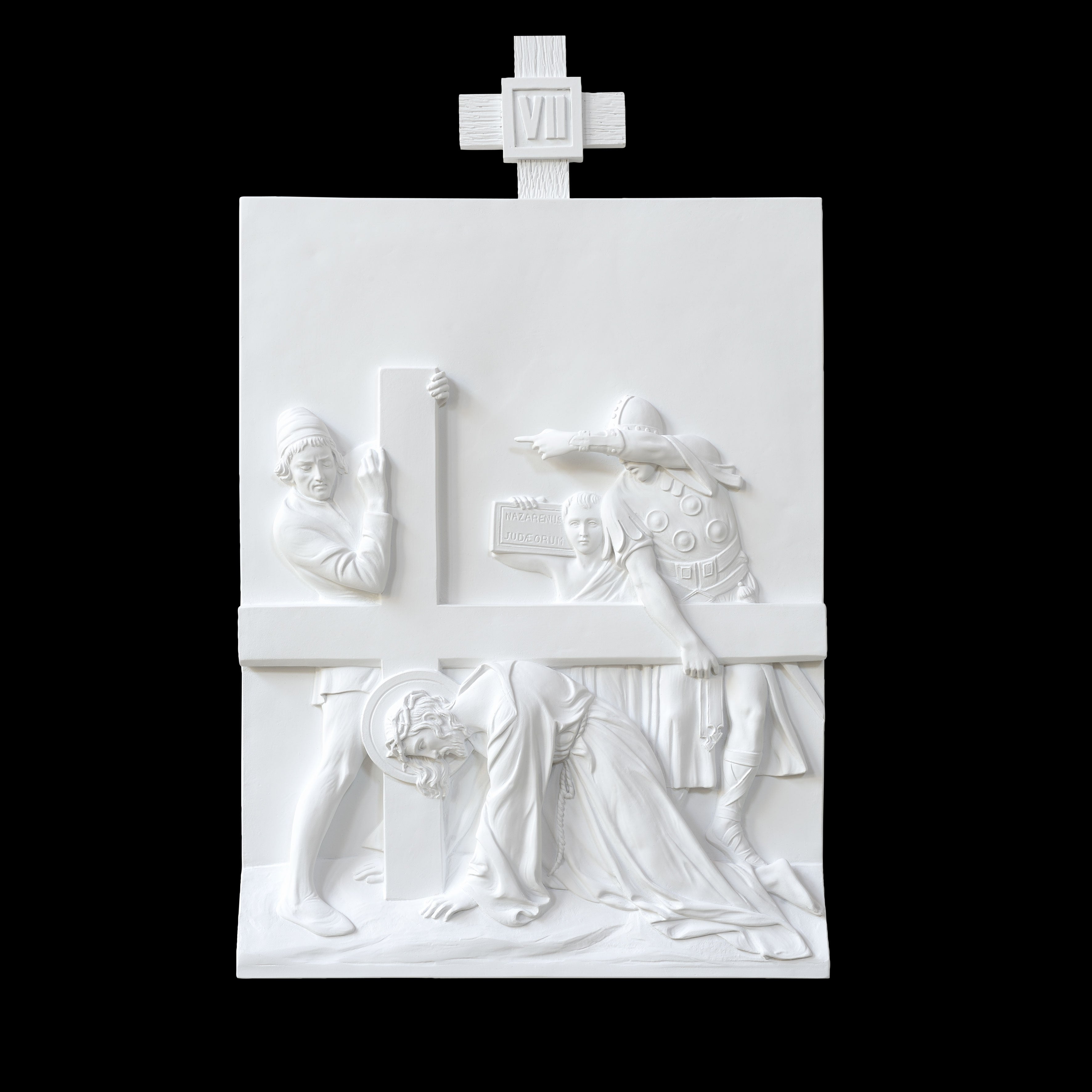 Set of 14 Stations of the Cross - White Marble Fiberglass