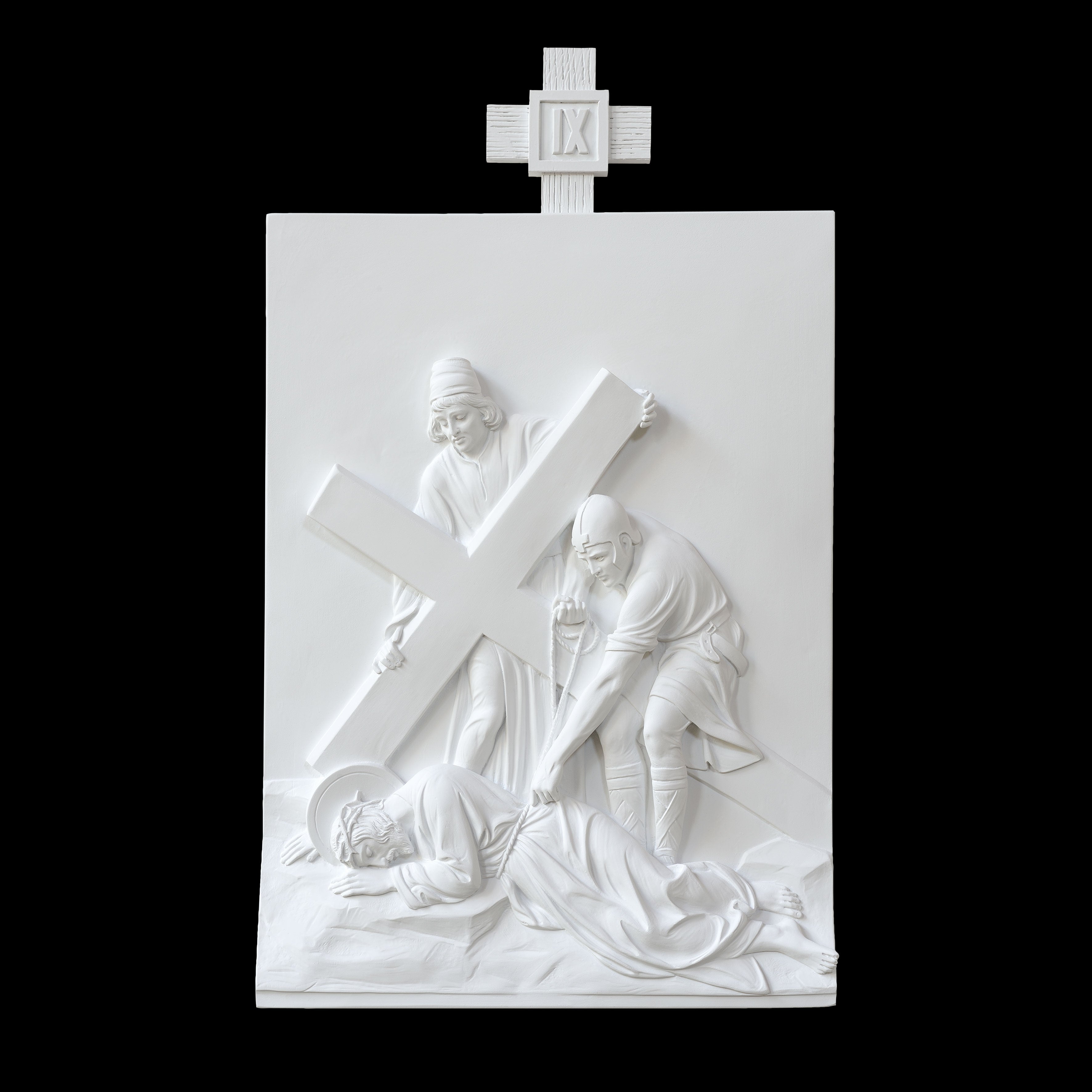 Set of 14 Stations of the Cross - White Marble Fiberglass