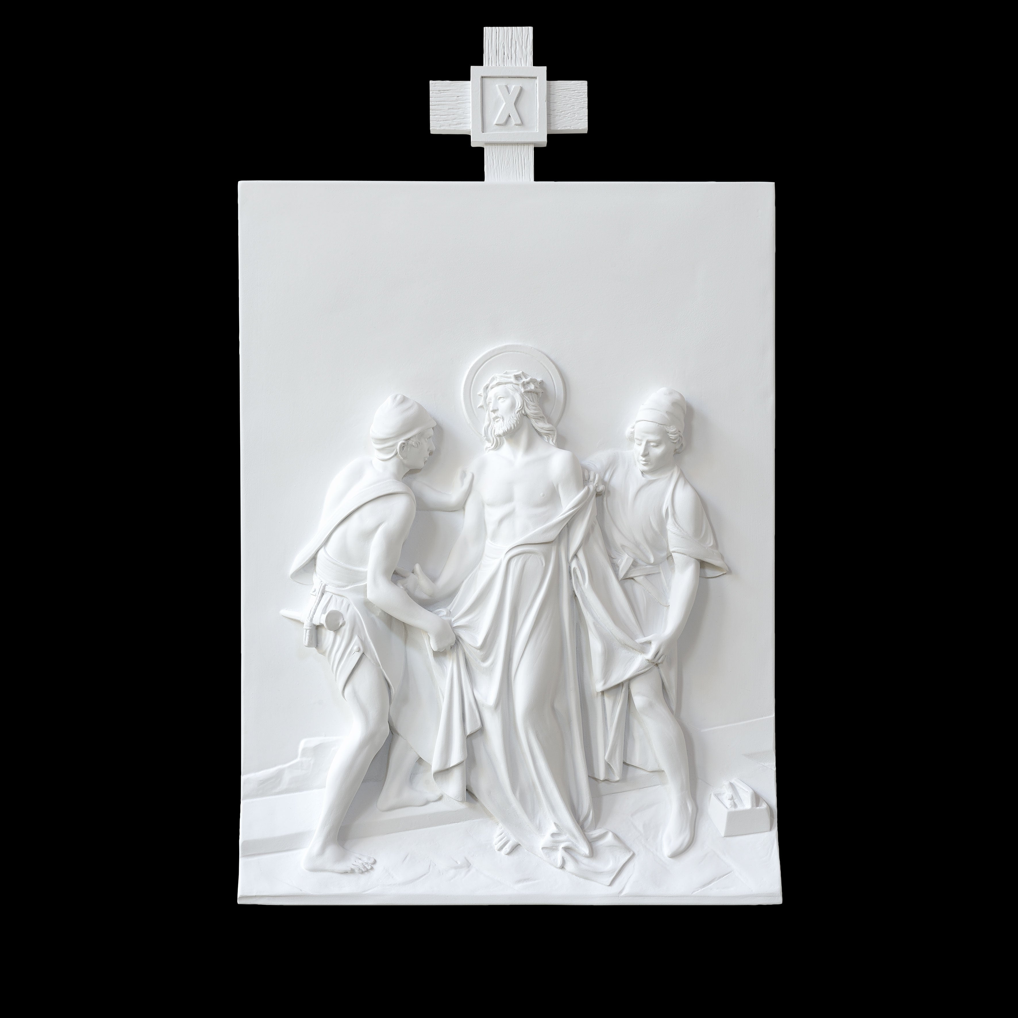 Set of 14 Stations of the Cross - White Marble Fiberglass