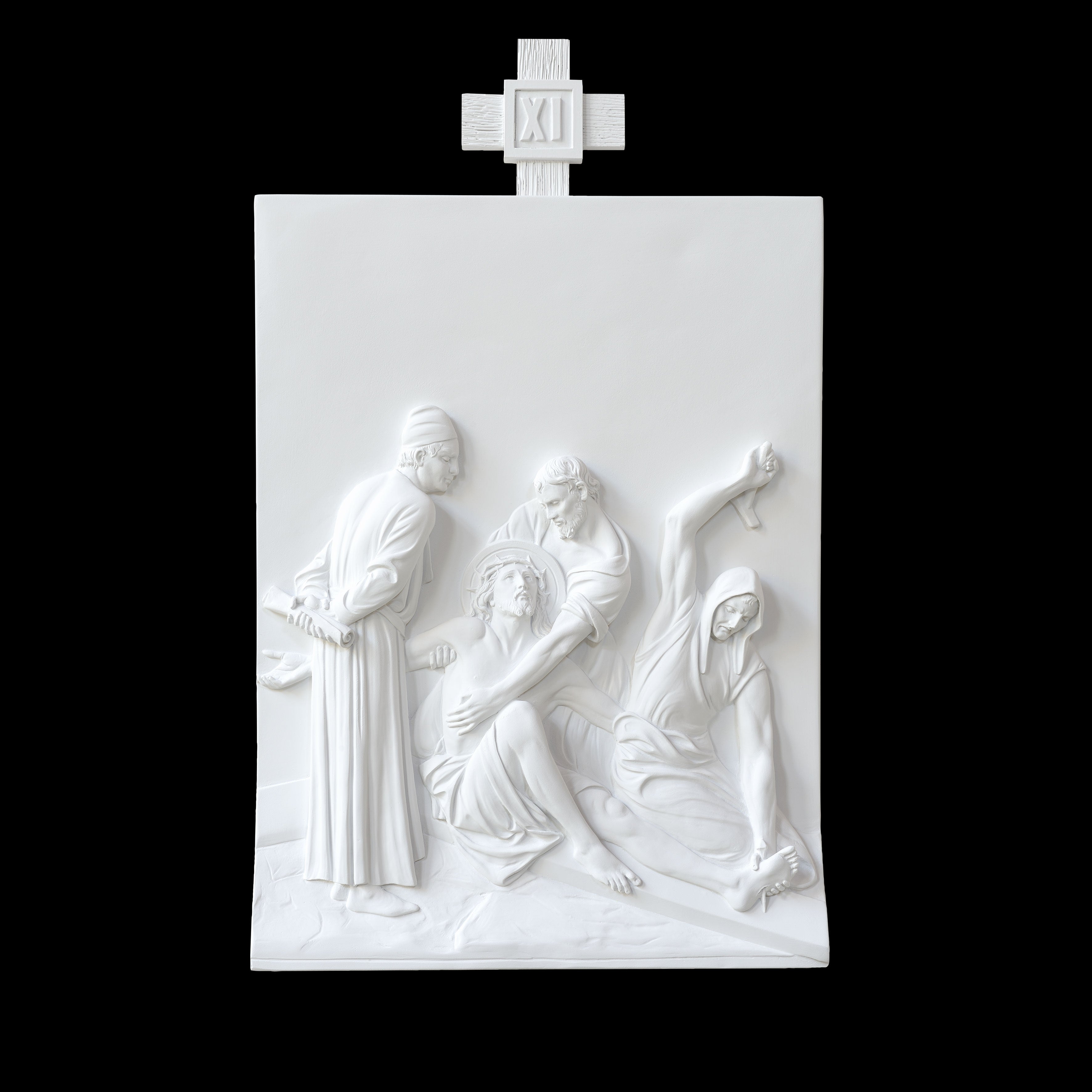 Set of 14 Stations of the Cross - White Marble Fiberglass