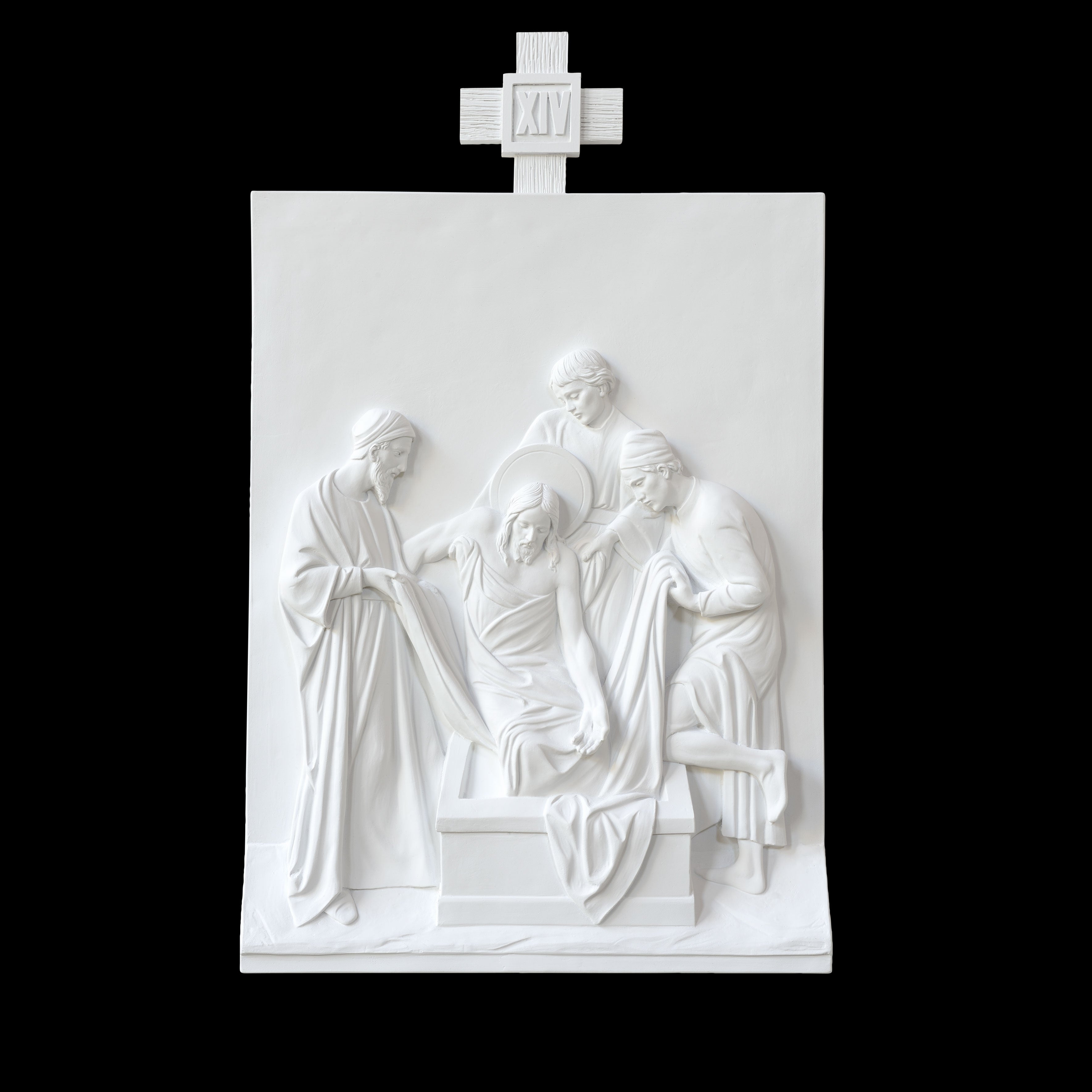 Set of 14 Stations of the Cross - White Marble Fiberglass