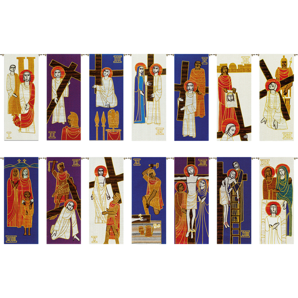 Embroidered Stations of the Cross Tapestries