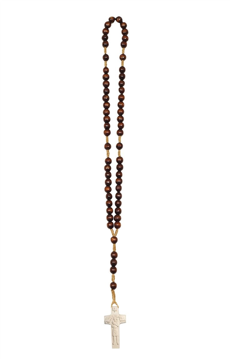 Wood Rosary with Pope Francis Cross