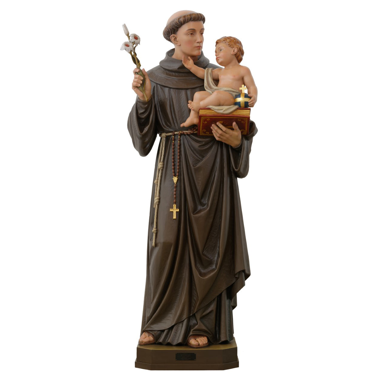 Wood Statue of St Anthony of Padua holding baby Jesus