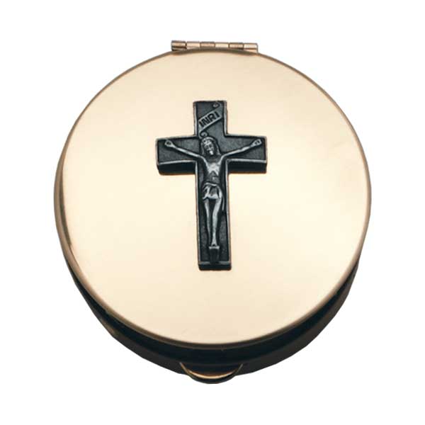 Pyx - Crucifix, polished brass